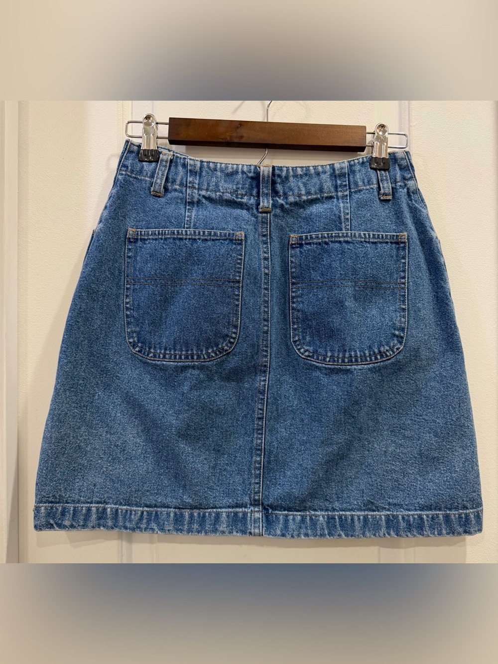 Dockers Vintage Denim Blue Jean Mini Skirt Size 8 Petite
